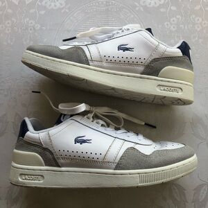 Lacoste T-Clip White/Navy Leather Tennis Sneakers Women’s Size 7.5 Lace-Up Shoes